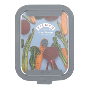 KILNER Frischhaltedose aus Glas mit silbernem Metallverschluss für frisches Aufbewahren von Lebensmitteln.