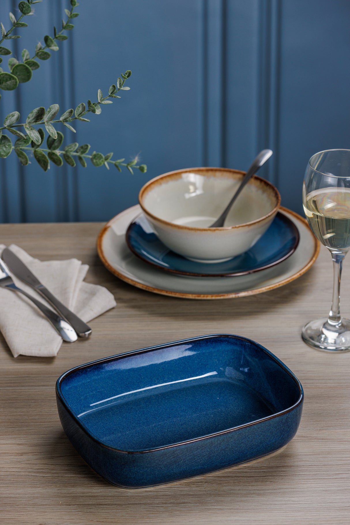 MASON CASH Auflaufform Rustic Charm in Blau, Keramik, mit rustikalem Design für Ofen- und Backgebrauch