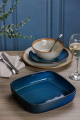 MASON CASH Auflaufform Rustic Charm in Blau, langlebige Keramikbackform für Aufläufe und Gratins, dekoratives Küchenaccessoire