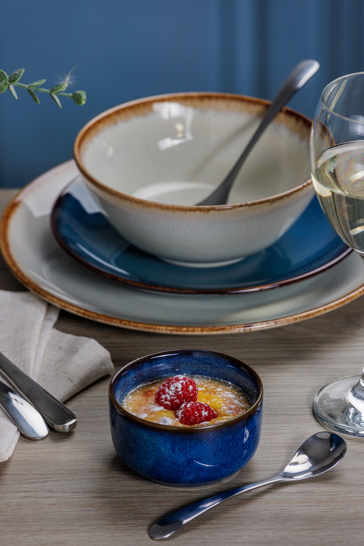 Mason Cash Ramekin aus Keramik, rustikaler Charme, blau, 150 ml Fassungsvermögen, ideal für Desserts und Saucen