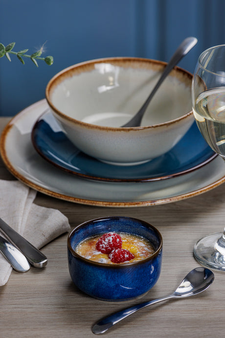 Mason Cash Ramekin aus Keramik, rustikaler Charme, blau, 150 ml Fassungsvermögen, ideal für Desserts und Saucen