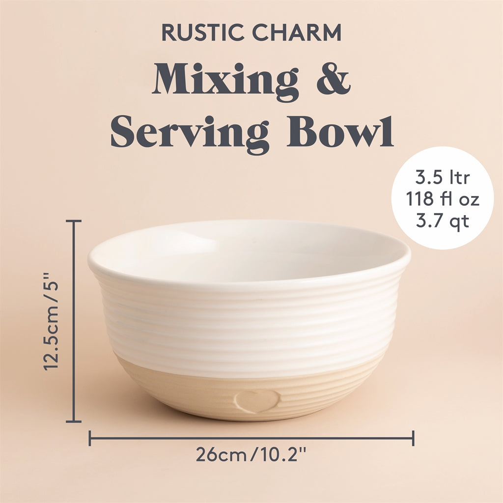 Mason Cash Rührschüssel Rustic Charm in Beige, 2,7 Liter, langlebiges Keramikgeschirr für Kochen und Backen