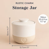 Beige Vorratsdose von MASON CASH im Rustic Charm Design, mit passendem Deckel und dekorativem, rustikalem Look.