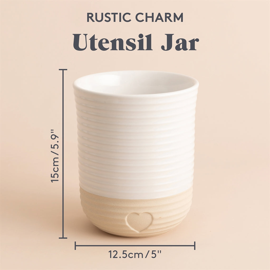 Mason Cash Utensilienbehälter Rustic Charm in Beige aus Keramik, dekorativ und praktisch für Küchenutensilien