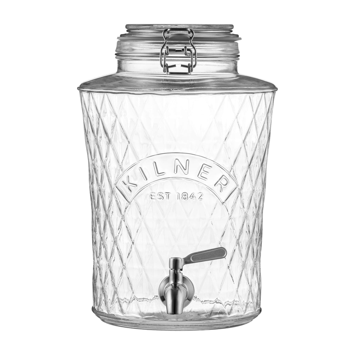 KILNER Getränkespender DIAMOND aus Glas mit Metallhahn, ideal für Getränke bei Partys und Veranstaltungen