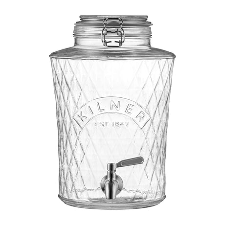 KILNER Getränkespender DIAMOND aus Glas mit Metallhahn, ideal für Getränke bei Partys und Veranstaltungen