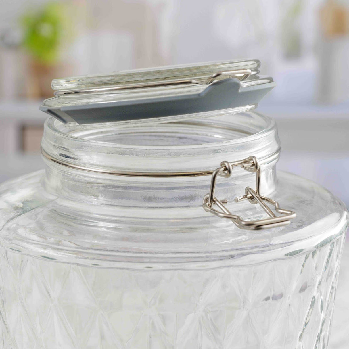 KILNER Getränkespender mit Diamantmuster, 5 Liter, Edelstahl-Zapfhahn und klarer Glasbehälter für Getränke.