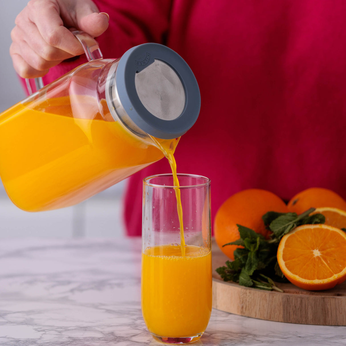 KILNER Glaskrug, klar, 1,2 Liter, transparentes Glas mit Griff und großer Öffnung für Getränke oder Wasser
