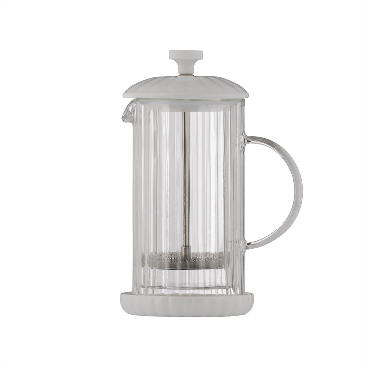Weiße French Press von PRICE & KENSINGTON, stilvolle und elegante Kaffeemaschine für frischen Kaffee.