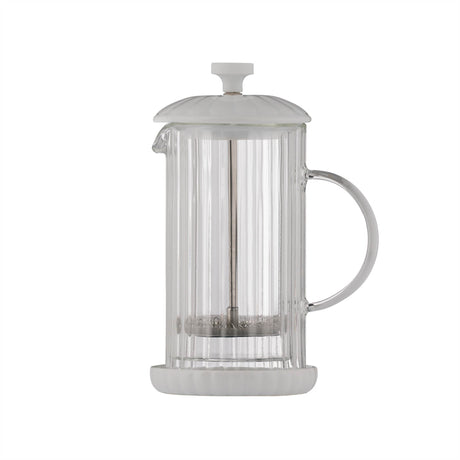 Weiße French Press von PRICE & KENSINGTON, stilvolle und elegante Kaffeemaschine für frischen Kaffee.