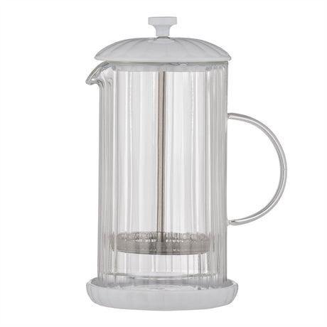 Weiße French Press von PRICE & KENSINGTON, luxuriöse Kaffeekanne mit elegantem Design, ideal für frischen Kaffee.