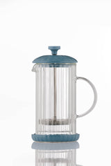 Preis & Kensington Frenchpress in Taubenblau, 350 ml, mit robustem Glasbehälter und Edelstahlfilter für aromatischen Kaffee.
