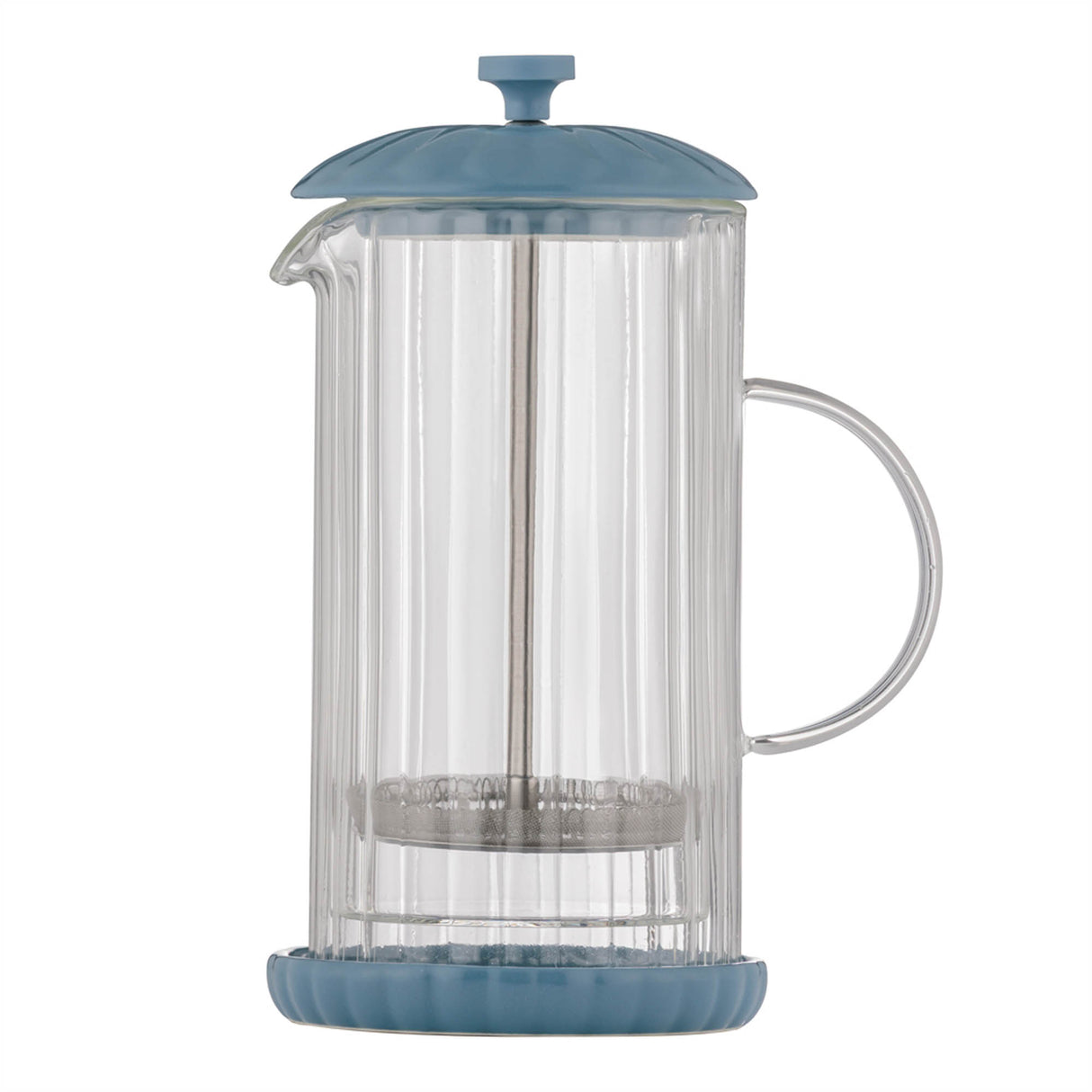 Preis & Kensington Frenchpress in Taubenblau, 1 Liter, mit Glasbehälter und Filter für frisch gebrühten Kaffee.