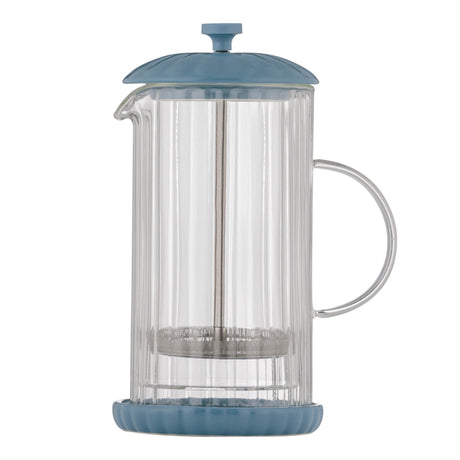 Preis & Kensington Frenchpress in Taubenblau, 1 Liter, mit Glasbehälter und Filter für frisch gebrühten Kaffee.