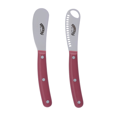KILNER Buttermesser in Rot mit 2 Griffen, ideal zum Buttern und Servieren, aus hochwertigem Edelstahl gefertigt.