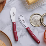 KILNER Buttermesser in Rot mit 2 Griffen, handliches Küchenmesser für Butter und Aufstriche, modernes Design.