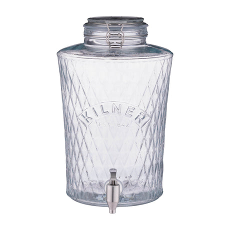 KILNER Getränkespender Diamond aus Glas mit Metallverschluss, ideal für Getränke bei Partys und Veranstaltungen