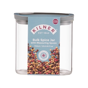 KILNER Gewürzglas aus klarem Glas, 700 ml Fassungsvermögen, mit Schraubverschluss für Gewürze und Kräuter.