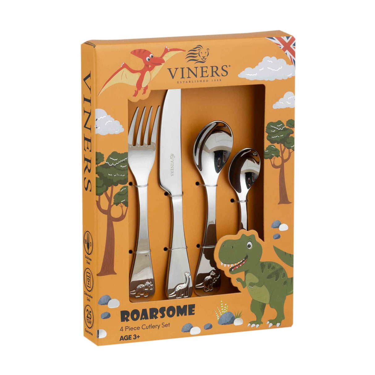 Kinderbesteck-Set von VINERS aus Edelstahl mit drei Teilen, kindgerechtes Besteck für kleine Hände, langlebig und spülmaschinenfest