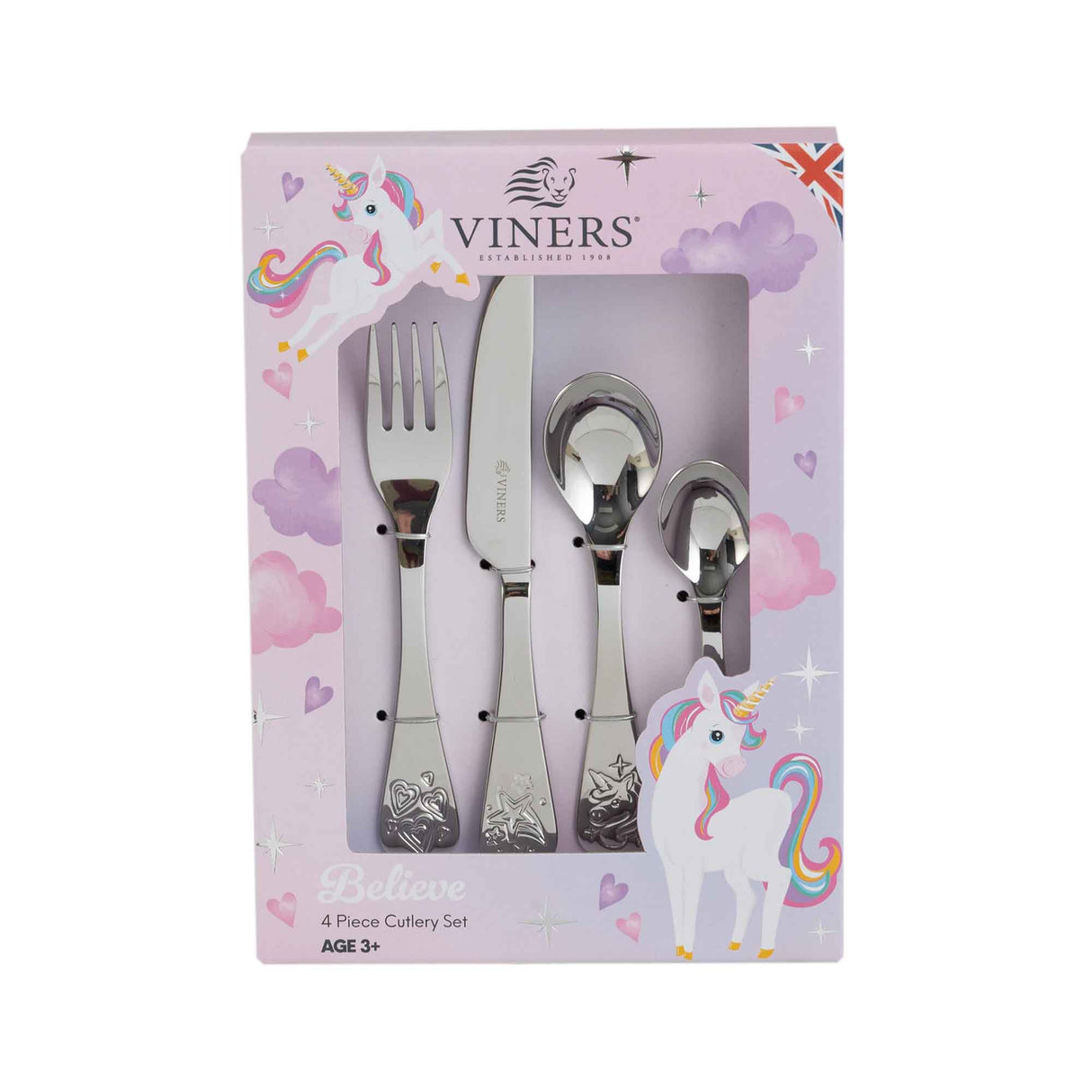 Kinderbesteck-Set von VINERS aus Edelstahl, 3-teilig, kindgerechte Löffel und Gabeln für kleine Essensanforderungen