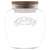 KILNER Vorratsglas mit Akazienholzdeckel, transparentes Glasbehältnis für Lebensmittel, naturbelassenes Holzdeckeldesign
