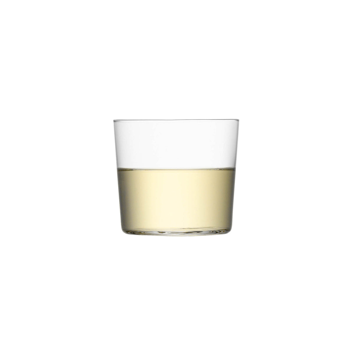 Clear LSA Gio low tumbler with 310ml capacity, stylish glass drinkware perfect for beverages, shown in the image.