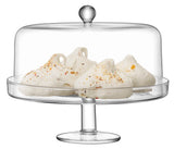 LSA Kuchenglocke KLARA in clear glass with a 33cm diameter, elegant bell-shaped cake cover on a white background.