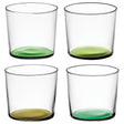 Set of four LSA Coro tumblers, 310ml leaf design, assorted patterns, transparent glass for beverages, elegant tableware.