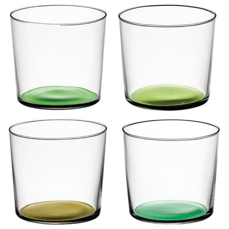 Set of four LSA Coro tumblers, 310ml leaf design, assorted patterns, transparent glass for beverages, elegant tableware.