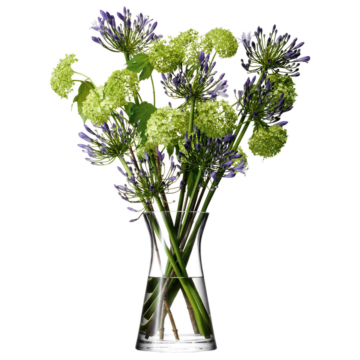 Clear LSA flower bouquet vase with a 29cm height, designed for showcasing mixed floral arrangements.
