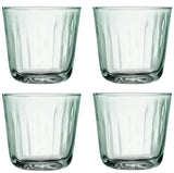 Set of four LSA Mia 250ml recycled glass tumblers with a part optic design, suitable for beverages and stylish table settings.
