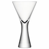 Pair of clear LSA Moya wine glasses with 395ml capacity, elegant stemware for wine serving, shown from the front.