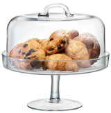 Clear glass serve cakestand with dome, LSA brand, 26.5cm diameter, showcasing a stylish cake presentation.