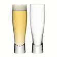 Two clear LSA Bar Lager glasses, 550ml capacity, designed for serving beer, shown side by side on a plain background.