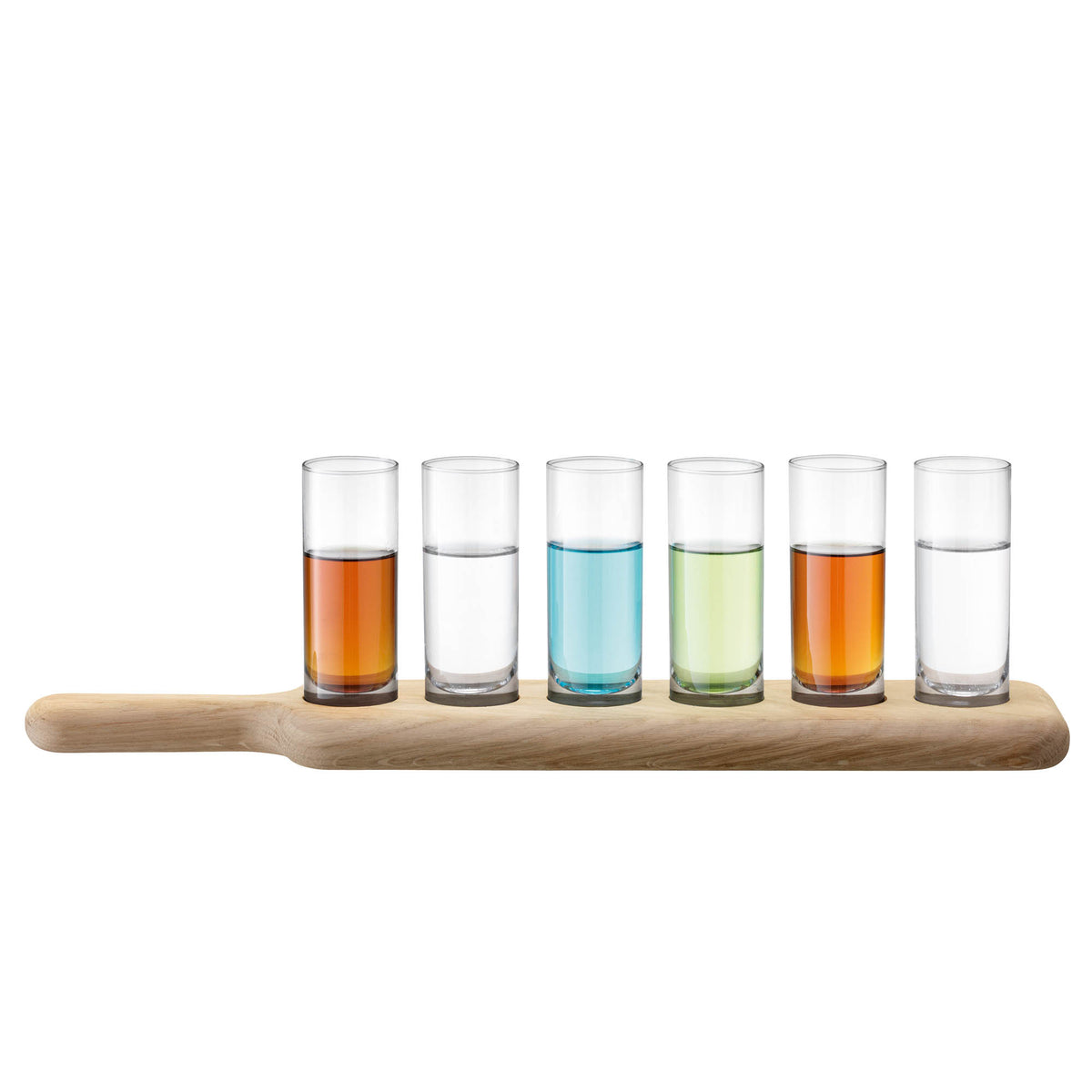 Clear LSA Paddle Vodka Set with 40cm wooden paddle and vodka glasses, stylish and modern barware for serving spirits.
