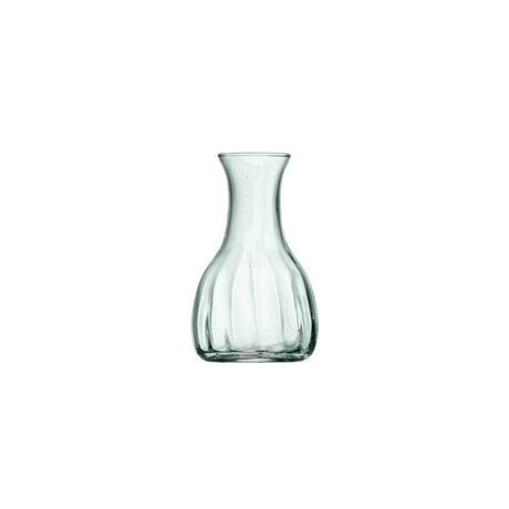 Set of three LSA Mia Mini Vases in recycled glass with optique design, each approximately 11cm tall, perfect for small floral arrangements.