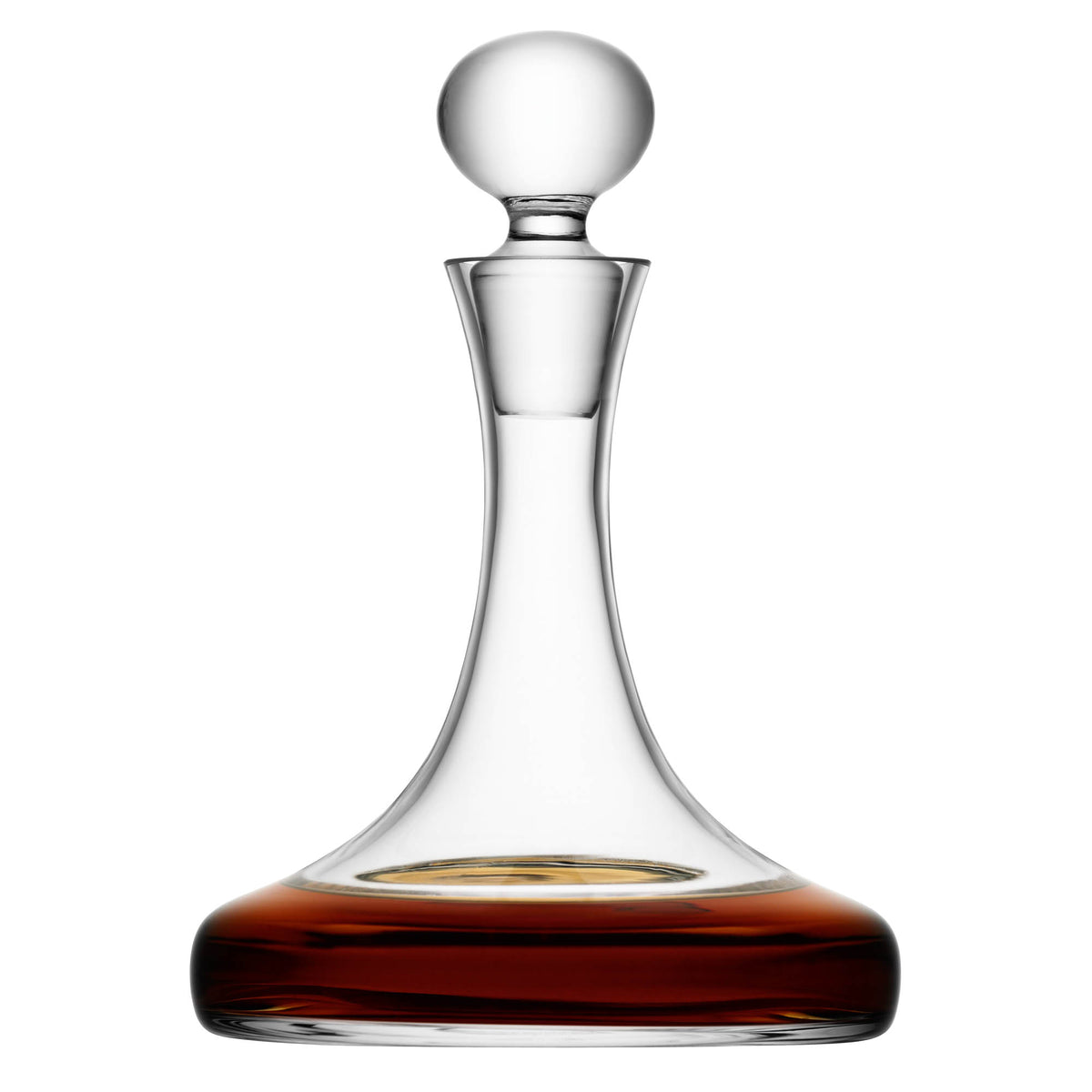Clear glass LSA Bar Ships decanter with a 1-liter capacity, elegant design for serving and storing beverages.