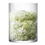 Clear LSA column vase or candleholder, 40cm tall with 30cm diameter, featuring a sleek, cylindrical design in transparent glass.