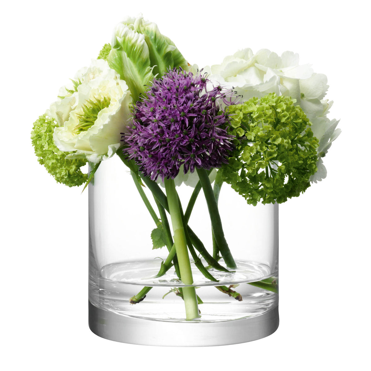 Clear LSA column vase or candleholder, H12cm and 12cm diameter, made of glass with a sleek, modern design.