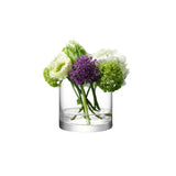 Clear LSA Column Vase or Candleholder, H12cm and 12cm diameter, with a sleek, cylindrical design and transparent glass finish.