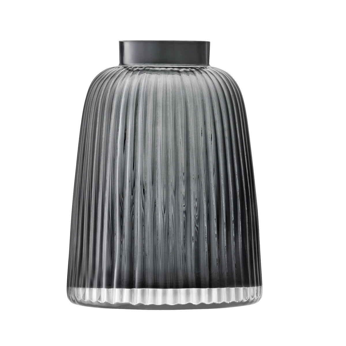 Gray LSA Pleat Vase standing 26cm tall with a textured pleated design, ideal for displaying flowers or decorative arrangements.
