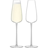 Pair of clear LSA Wine Culture Champagne flutes, 330ml Sektglas with elegant, slender design for sparkling wine.