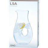 Clear LSA Ono Jug 2.25L karaffe with a sleek, modern design and transparent glass construction for serving beverages.
