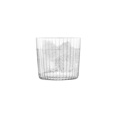 Set of four clear LSA Gio Line tumblers, 310ml each, with sleek modern design, perfect for drinks and everyday use.