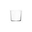 Set of four clear LSA Gio low tumblers, 310ml capacity, stylish glass drinkware for beverages.