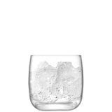 Set of four LSA BOROUGH clear 300ml tumblers, stylish glass drinkware for beverages, shown in the image.