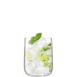 Set of four clear LSA Borough tumblers, 625ml capacity, made of glass, ideal for beverages, modern design.