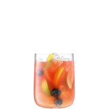 Set of four clear LSA Borough tumblers, 625ml each, made of glass, designed for beverages, shown on a white background.