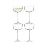 Set of four clear LSA Borough cocktail glasses, 240ml capacity, showcasing elegant design for serving cocktails.