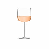 Set of four clear LSA Borough wine glasses, 450ml capacity, elegant design for enjoying wine in style.